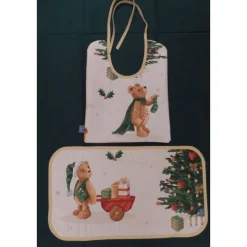 Platzset Lätzchen Weihnachtsteddy beidseitig nutzbar aus Wachstuch