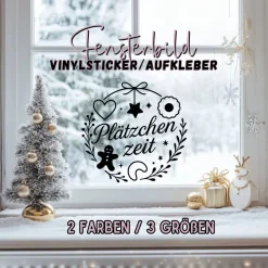 Plätzchenzeit Aufkleber Fensterbild für die Weihnachtsbäckerei