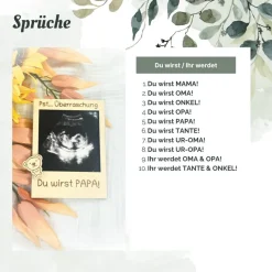 Polaroid Holzrahmen Schwangerschaft verkünden mit Gravur, nachhaltig gelasert, 12 x 9 cm