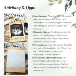 Polaroid Holzrahmen Schwangerschaft verkünden mit Gravur, nachhaltig gelasert, 12 x 9 cm