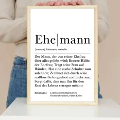 Poster EHEMANN | Hochzeit | Verlobung | Geschenk | Definition | Duden | Mr & Mrs | Hochzeitsgeschenk