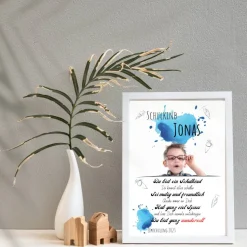 Poster Einschulung personalisiert Wünsche Mutmacher | eigenes Foto Junge | Geschenkidee erster Schultag