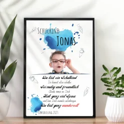 Poster Einschulung personalisiert Wünsche Mutmacher | eigenes Foto Junge | Geschenkidee erster Schultag