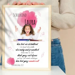 Poster Einschulung personalisiert Wünsche Mutmacher | eigenes Foto Mädchen | Geschenkidee erster Schultag