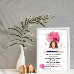 Poster Einschulung personalisiert Wünsche Mutmacher | eigenes Foto Mädchen | Geschenkidee erster Schultag