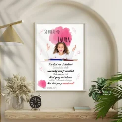 Poster Einschulung personalisiert Wünsche Mutmacher | eigenes Foto Mädchen | Geschenkidee erster Schultag