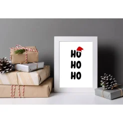Poster HOHOHO Weihnachtsmütze Weihnachtsgeschenk Merry Christmas Frohe Weihnachten Geschenk Familie Weihnachtsdeko