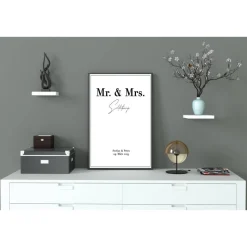 Poster MR & MRS mit Namen, Datum, und Ort | Personalisiert | Hochzeitsgeschenk | Geschenk Brautpaar | Sie Ihn | Hochzeit