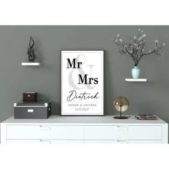 Poster MR & MRS mit Namen, Datum, und Ort | Personalisiert | Hochzeitsgeschenk | Geschenk Brautpaar | Sie Ihn | Hochzeit