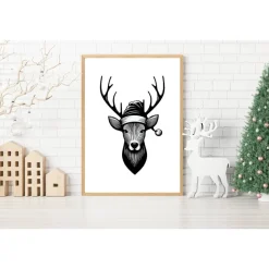 Poster RENTIER Weihnachtsmütze Weihnachtsgeschenk Merry Christmas Frohe Weihnachten Geschenk Familie Weihnachtsdeko