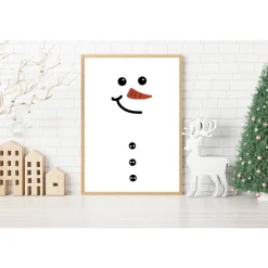 Poster Schneemann | Frohe Weihnachten Wandkunst | Merry Christmas Geschenk für Familie & Freunde | Weihnachtsdeko 2024