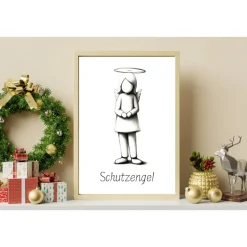 Poster SCHUTZENGEL Weihnachtsgeschenk Merry Christmas Frohe Weihnachten Geschenk Familie Weihnachtsdeko Weihnachtlich