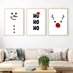 Poster Set Weihnachten Schneemann HoHoHo Rentier Weihnachtsmütze rote Nase perfekte Weihnachtsdeko Weihnachtsgeschenk