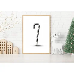 Poster ZUCKERSTANGE Weihnachtsmann hohoho Weihnachtsgeschenk Frohe Weihnachten Geschenk Familie Weihnachtsdeko Wandkunst