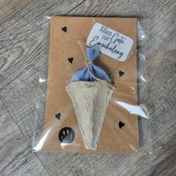 Postkarte * einfach * Alles Gute zur Einschulung * 10 cm x 14,5 cm * Schultüte Hellblau