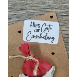 Postkarte * einfach * Alles Gute zur Einschulung * 10 cm x 14,5 cm * Schultüte rot