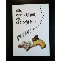 Postkarte A6 Liedtext Ausschnitt "Oh, es riecht gut, oh, es riecht fein"