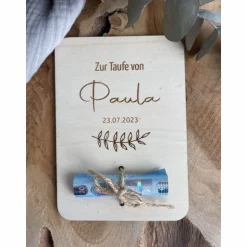 Postkarte aus Holz / Grußkarte / Holzkarte / Geldgeschenk / Geschenk zur Kommunion