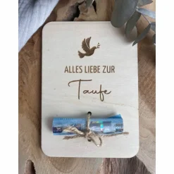 Postkarte aus Holz / Grußkarte / Holzkarte / Geldgeschenk / Geschenk zur Taufe