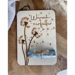 Postkarte aus Holz / Grußkarte / Holzkarte / Geldgeschenk / Wunscherfüller Geburtstagskarte Pusteblume