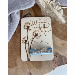 Postkarte aus Holz / Grußkarte / Holzkarte / Geldgeschenk / Wunscherfüller Geburtstagskarte Pusteblume