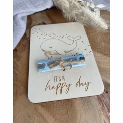 Postkarte aus Holz / Grußkarte / Holzkarte / Geldgeschenk / Karte zur Geburt Wal / Geburtstagskarte