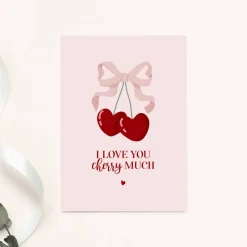 Postkarte *I love you cherry much* / Geschenkkarte für Valentinstag und Geburtstag