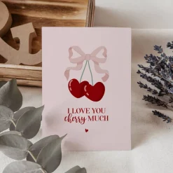 Postkarte *I love you cherry much* / Geschenkkarte für Valentinstag und Geburtstag
