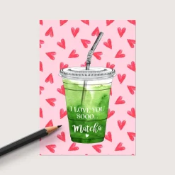 Postkarte *I love you so Matcha* / Geschenkkarte für Valentinstag und Geburtstag