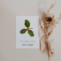 Postkarte Weihnachten Beeren A6 weihnachtliche Grußkarte - Tannenzweig Weihnachtskarte - Grußkarte besinnliche Weihnacht