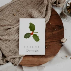 Postkarte Weihnachten Beeren A6 weihnachtliche Grußkarte - Tannenzweig Weihnachtskarte - Grußkarte besinnliche Weihnacht