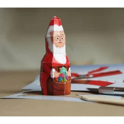 Postkarte Weihnachtsmann zum Selberbauen. Bastelbogen Nikolaus als Flyer von Paperwolf, DIY 210x105mm