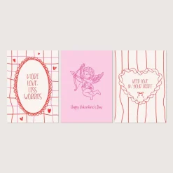 Postkarten Set *Happy Valentine* / 3 Geschenkkarten für Valentinstag