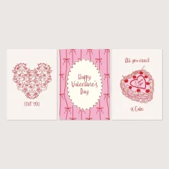 Postkarten Set *Love & Cake* / 3 Geschenkkarten für Valentinstag