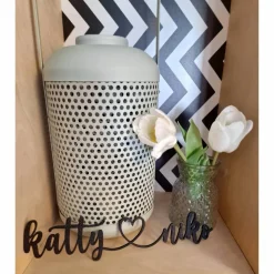 Pärchen 2 Namen mit Herz, Wunschnamen Wunschtext mit Herz, Hochzeitsgeschenk, Wanddeko, Schriftzug