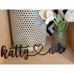 Pärchen 2 Namen mit Herz, Wunschnamen Wunschtext mit Herz, Hochzeitsgeschenk, Wanddeko, Schriftzug