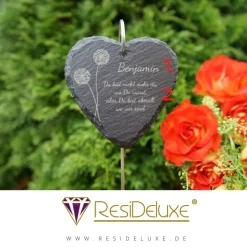 Pusteblume Schieferstecker Andenken Schiefer Trauergeschenk Grabschmuck Grabstecker Gravur Grabdeko Beerdigung