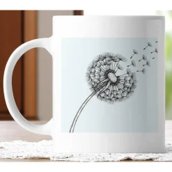 Pusteblumen-Tasse mit Spruch – Keramiktasse 325 ml – Geschenkidee & Motivation