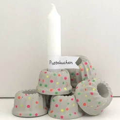 Pustekuchen, süßer Mini-Beton-Gugl mit Neon-Pünktchen, ca. 4 cm