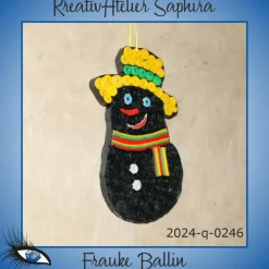 ►2024-q-0246◄ Dunkler Schneemann mit gelbem Hut