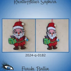 ►2024-q-0182◄ kleines Weihnachtsmännlein mit grünem Geschenk