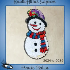 ►2024-q-0239◄ Schneemann mit Lila Hut und buntem Schal