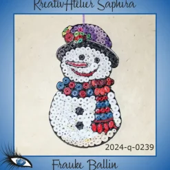 ►2024-q-0239◄ Schneemann mit Lila Hut und buntem Schal