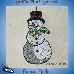 ►2024-q-0185◄ Schneemann mit schwarzem Hut und grünem Schal