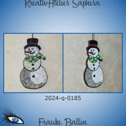 ►2024-q-0185◄ Schneemann mit schwarzem Hut und grünem Schal