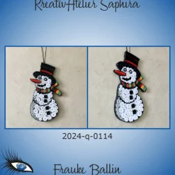 ►2024-q-0114◄ Schneemann mit schwarzem Hut und buntem Schal