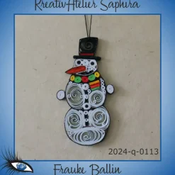 ►2024-q-0113◄ Schneemann mit schwarzem Hut und buntem Schal