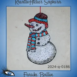 ►2024-q-0186◄ Schneemann mit schwarzem Hut und rot-blauem Schal