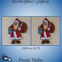 ►2024-q-0175◄ Weihnachtsmännlein mit Sack auf dem Rücken und Geschenk