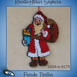 ►2024-q-0175◄ Weihnachtsmännlein mit Sack auf dem Rücken und Geschenk